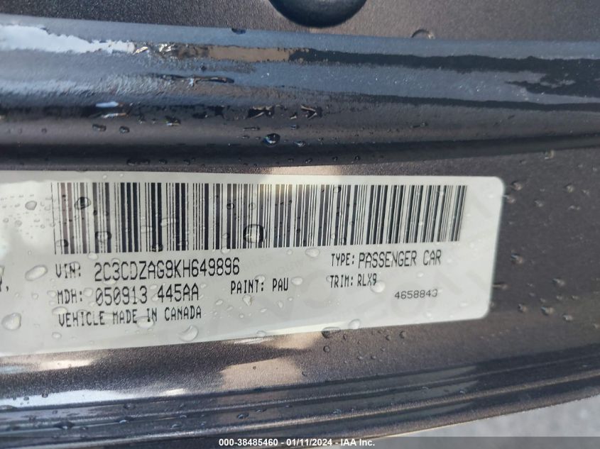 2019 DODGE CHALLENGER SXT - 2C3CDZAG9KH649896