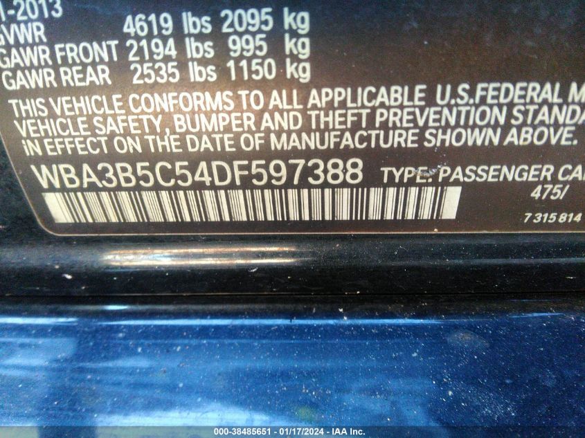 2013 BMW 328I XDRIVE - WBA3B5C54DF597388