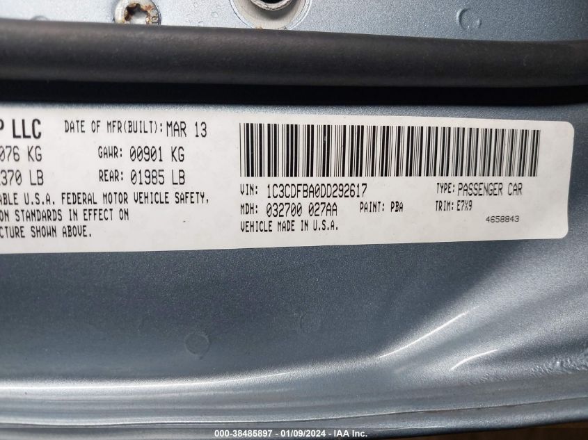 2013 DODGE DART SXT/RALLYE - 1C3CDFBA0DD292617