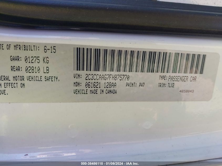 2015 CHRYSLER 300 LIMITED - 2C3CCAAG7FH875770