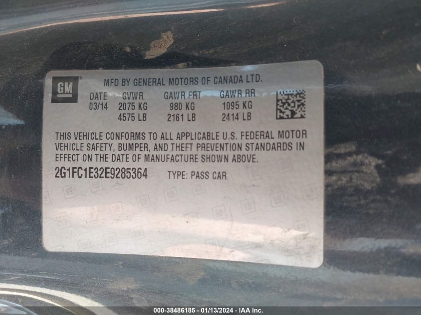 2014 CHEVROLET CAMARO 2LT - 2G1FC1E32E9285364