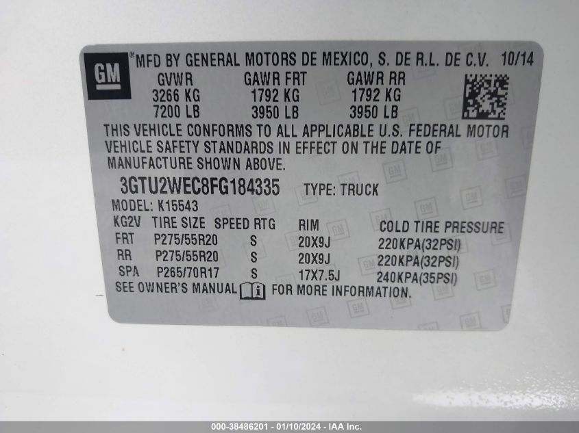 2015 GMC SIERRA 1500 DENALI - 3GTU2WEC8FG184335