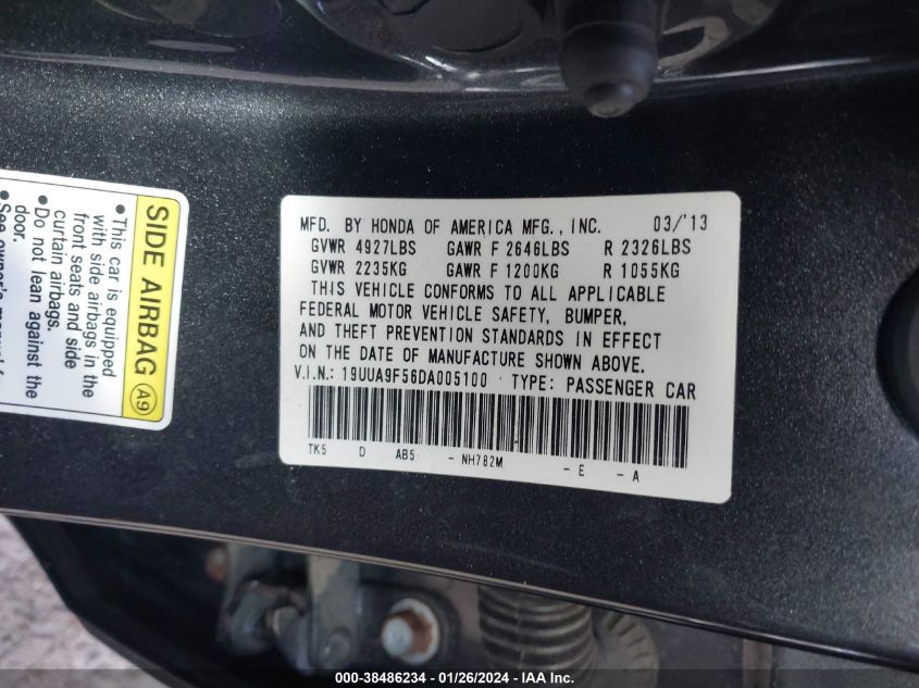 2013 ACURA TL 3.7 - 19UUA9F56DA005100