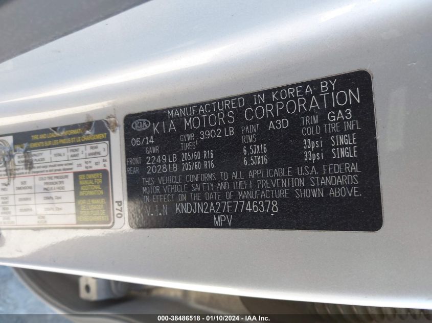 2014 KIA SOUL - KNDJN2A27E7746378