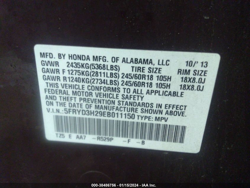 2014 ACURA MDX - 5FRYD3H29EB011150