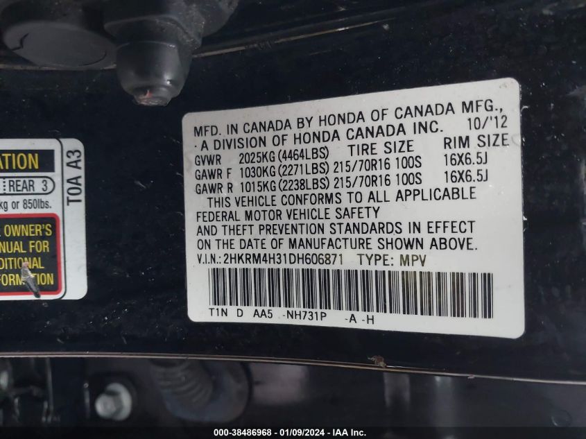 2013 HONDA CR-V LX - 2HKRM4H31DH606871
