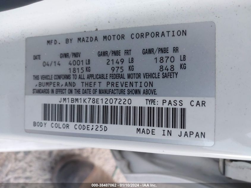 2014 MAZDA MAZDA6 I TOURING - JM1BM1K78E1207220
