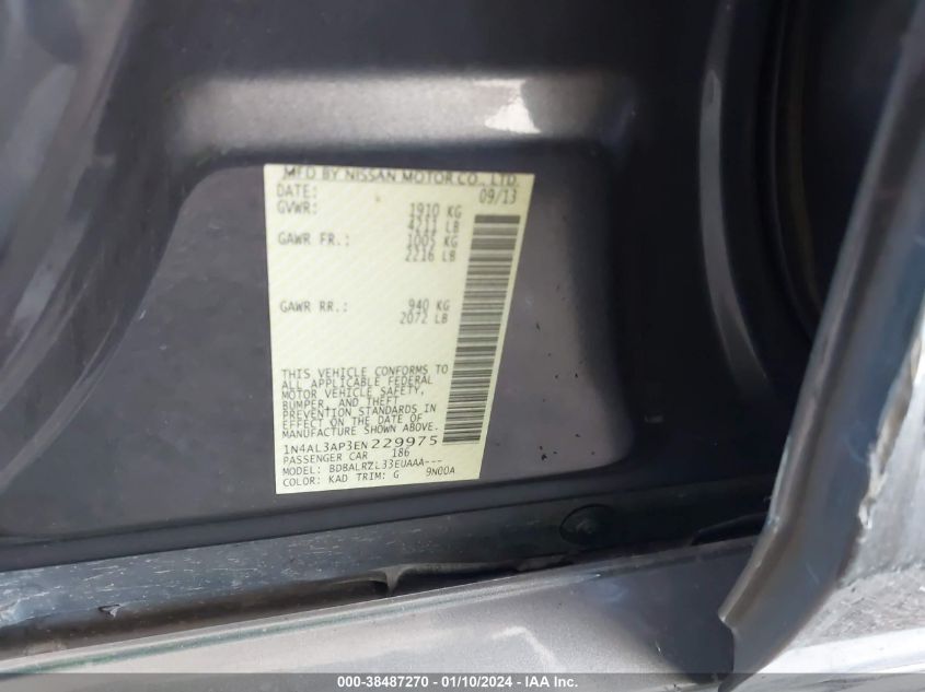 2014 NISSAN ALTIMA 2.5 S - 1N4AL3AP3EN229975