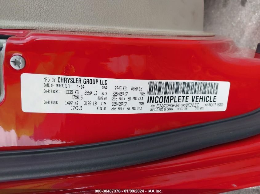 2014 DODGE GRAND CARAVAN SXT - 2C7WDGCG2ER384329