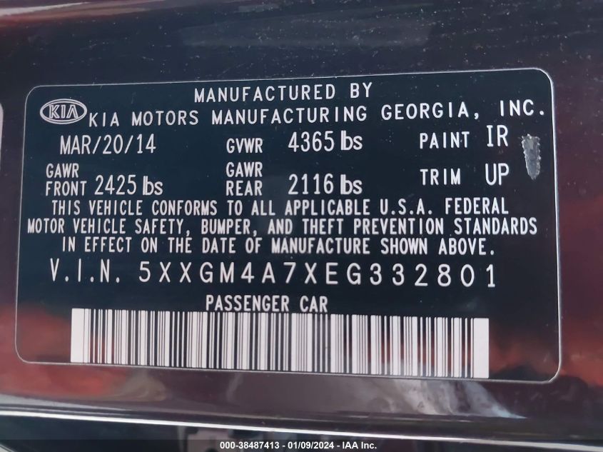 2014 KIA OPTIMA LX - 5XXGM4A7XEG332801