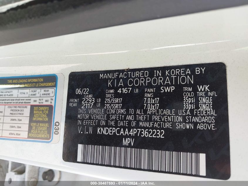 2023 KIA SELTOS LX - KNDEPCAA4P7362232