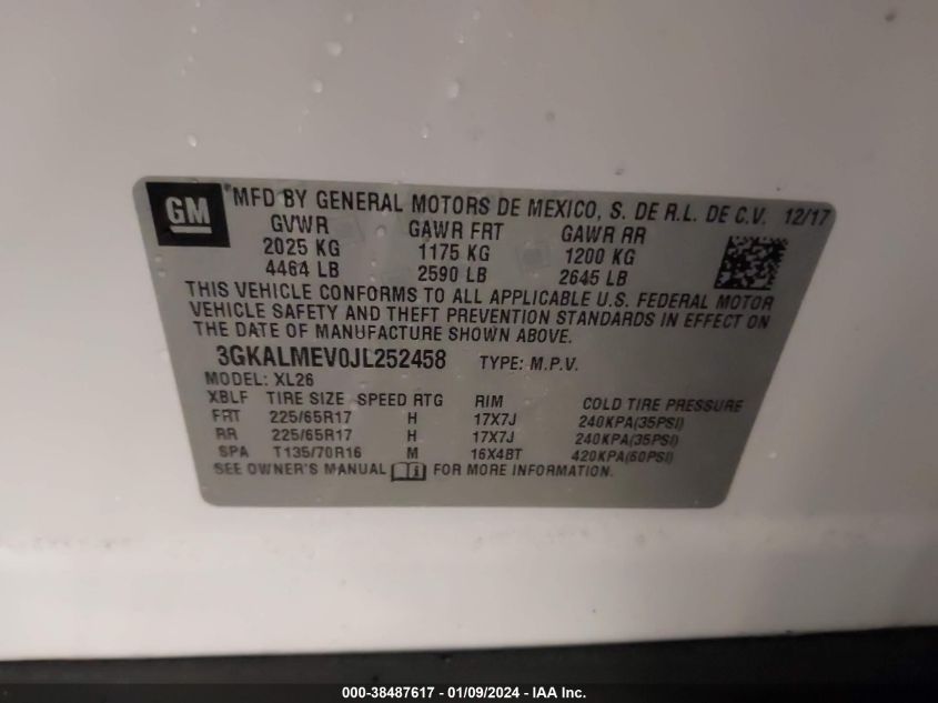 2018 GMC TERRAIN SLE - 3GKALMEV0JL252458