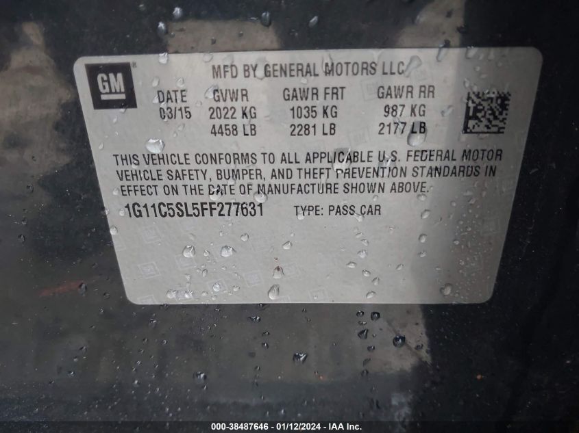 2015 CHEVROLET MALIBU 1LT - 1G11C5SL5FF277631