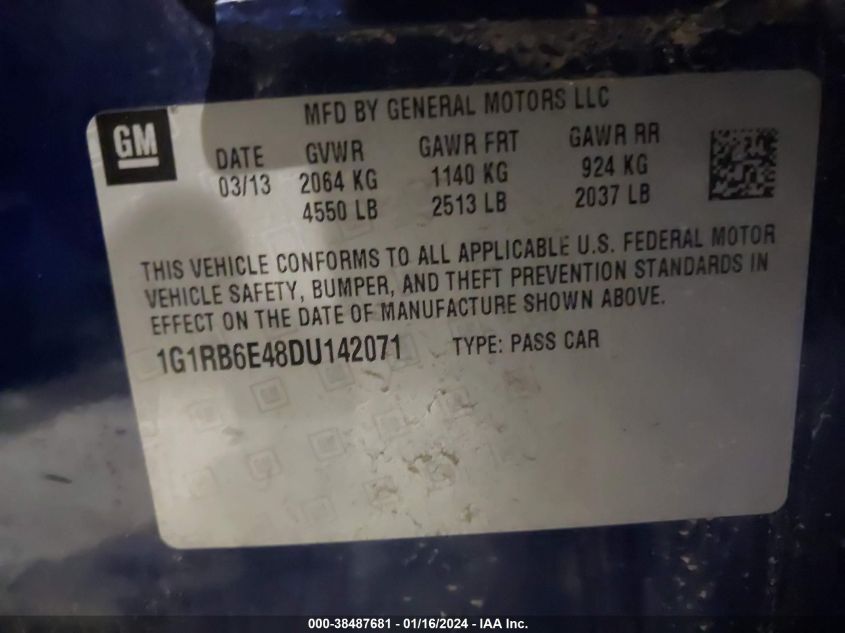 2013 CHEVROLET VOLT - 1G1RB6E48DU142071