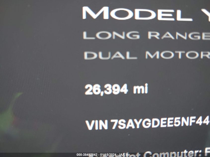 2022 TESLA MODEL Y LONG RANGE DUAL MOTOR ALL-WHEEL DRIVE - 7SAYGDEE5NF440981