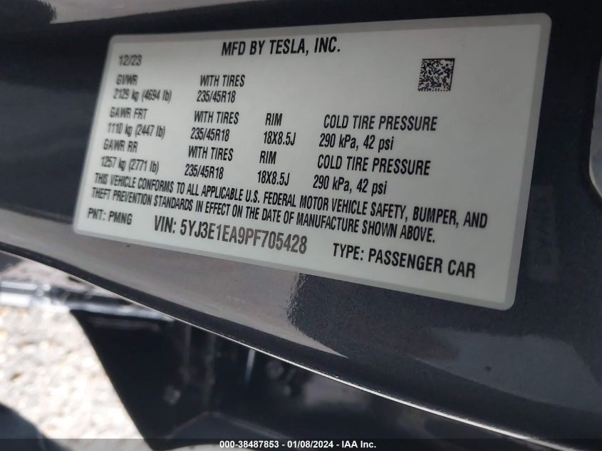 2023 TESLA MODEL 3 REAR-WHEEL DRIVE - 5YJ3E1EA9PF705428