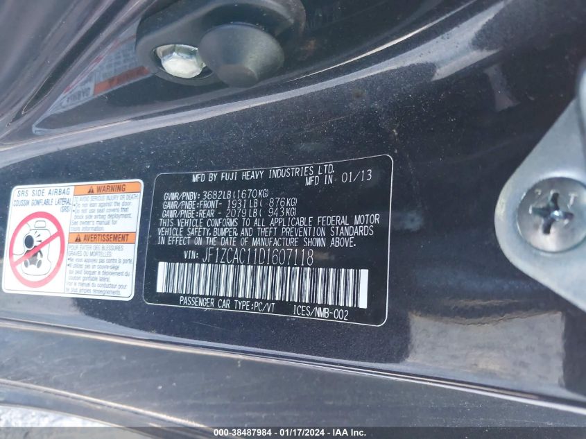 2013 SUBARU BRZ LIMITED - JF1ZCAC11D1607118