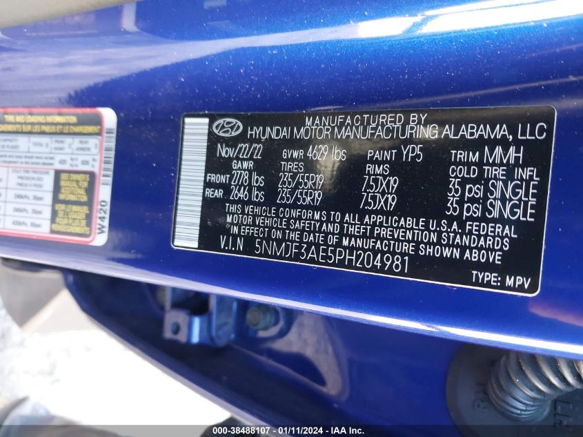 2023 HYUNDAI TUCSON SEL - 5NMJF3AE5PH204981