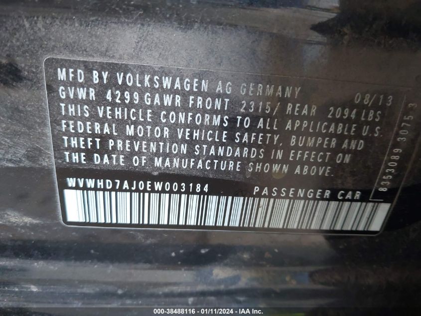 2014 VOLKSWAGEN GTI WOLFSBURG EDITION - WVWHD7AJ0EW003184