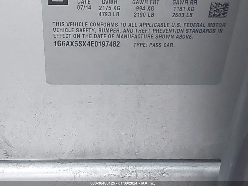 2014 CADILLAC CTS LUXURY - 1G6AX5SX4E0197482