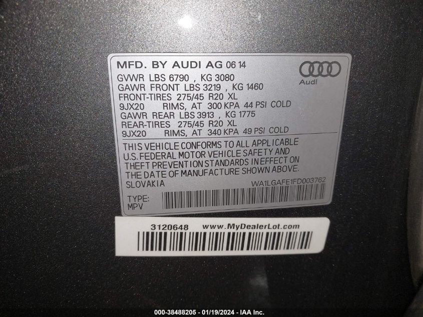 2015 AUDI Q7 3.0T PREMIUM - WA1LGAFE1FD003762