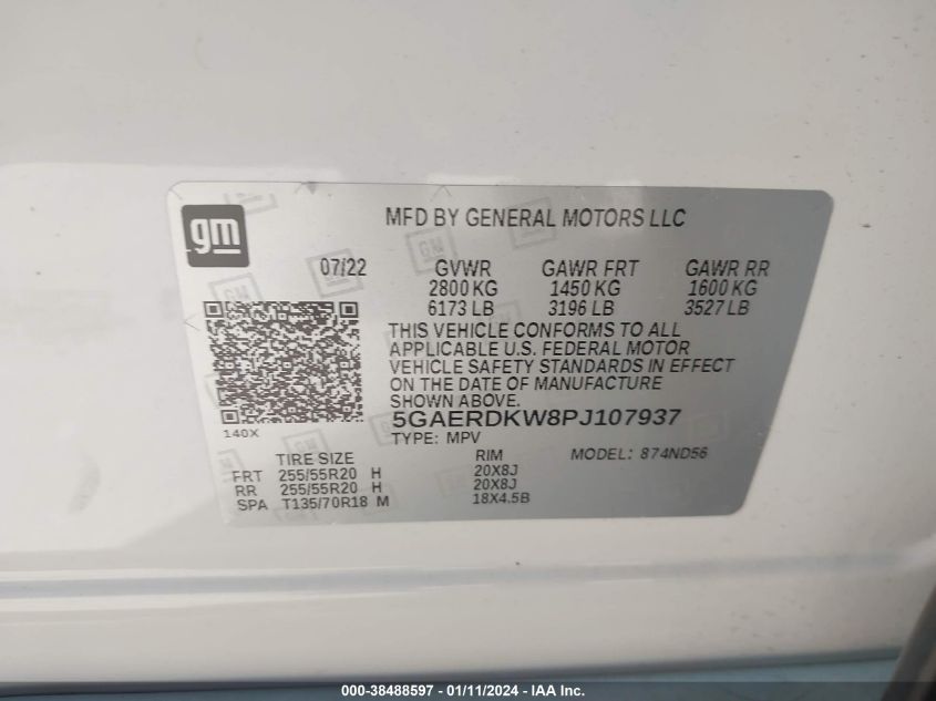 2023 BUICK ENCLAVE - 5GAERDKW8PJ107937