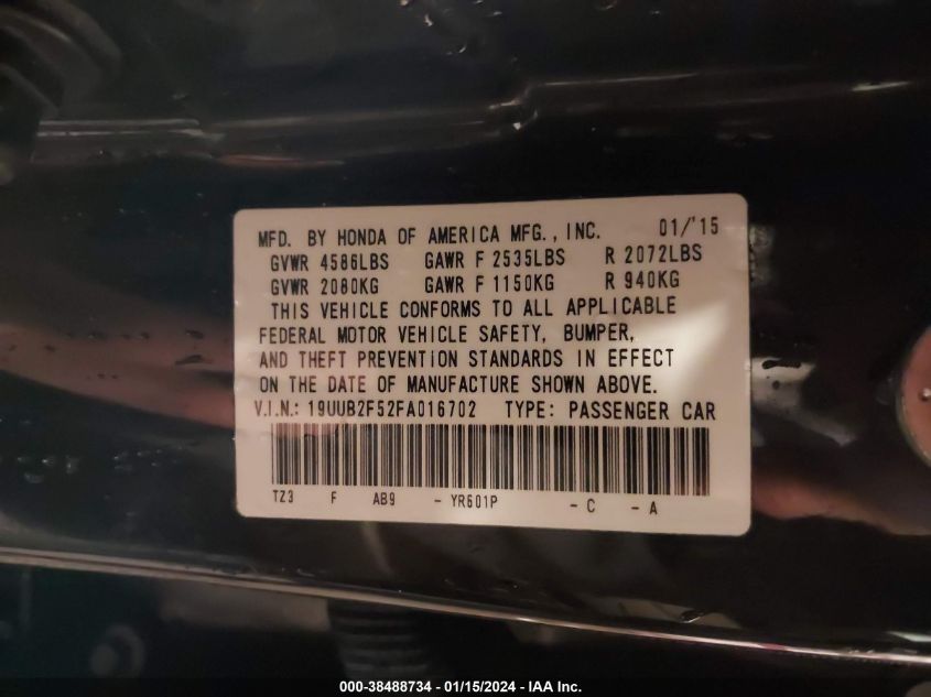 2015 ACURA TLX V6 TECH - 19UUB2F52FA016702