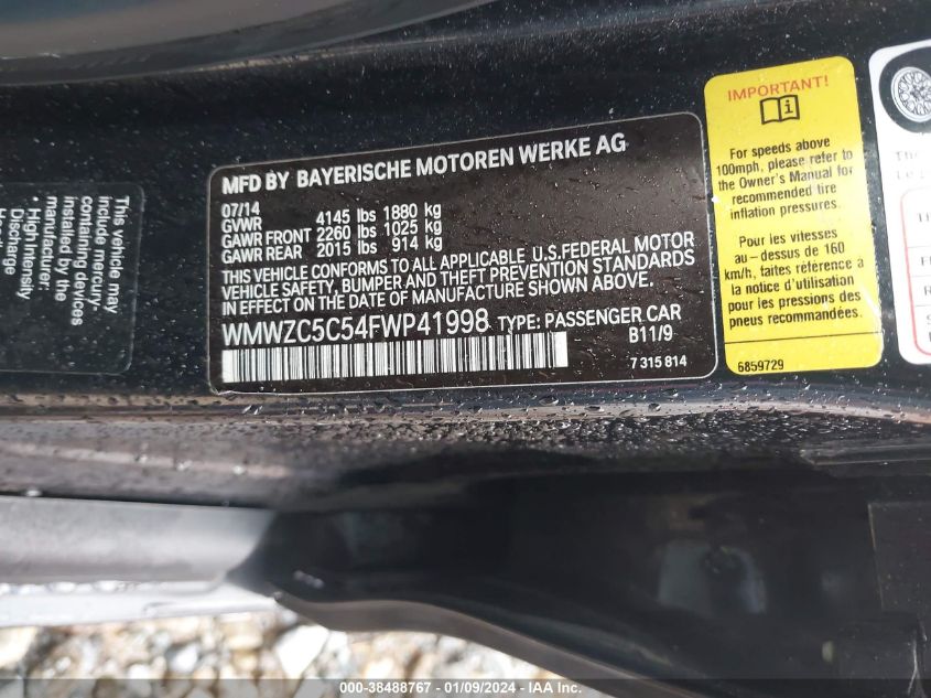 2015 MINI COUNTRYMAN COOPER S - WMWZC5C54FWP41998