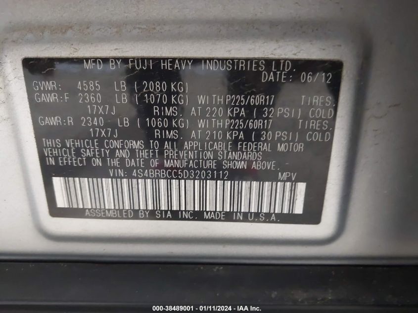 2013 SUBARU OUTBACK 2.5I PREMIUM - 4S4BRBCC5D3203112