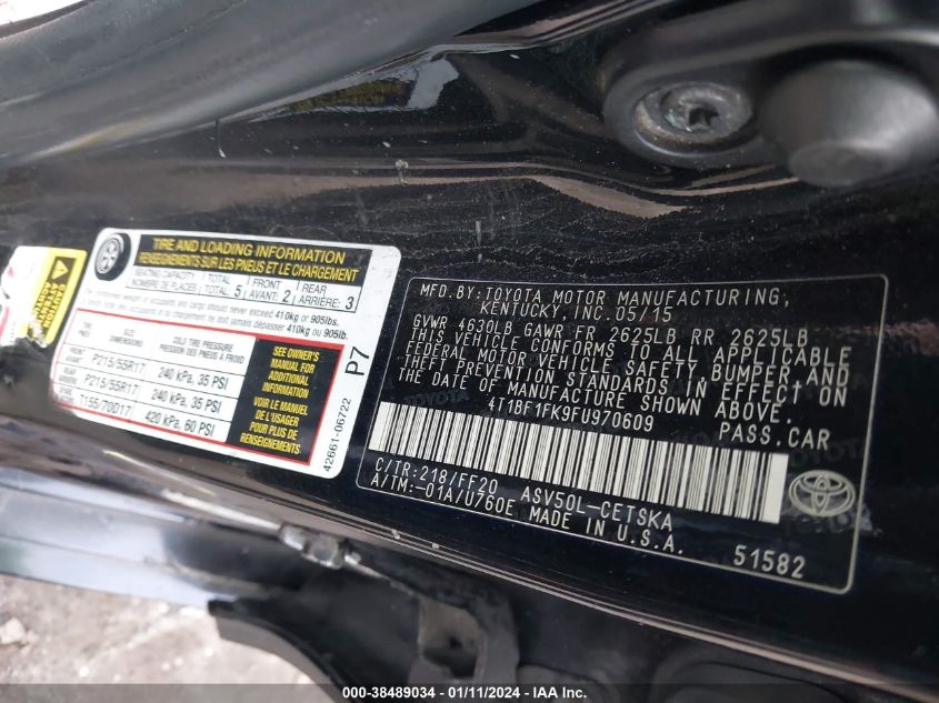 2015 TOYOTA CAMRY SE - 4T1BF1FK9FU970609