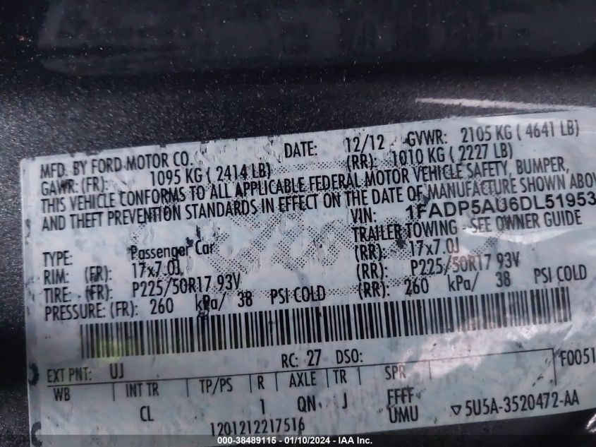 2013 FORD C-MAX HYBRID SE - 1FADP5AU6DL519530