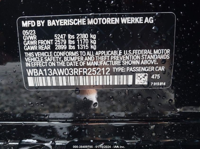 2024 BMW M440I GRAN COUPE XDRIVE - WBA13AW03RFR25212