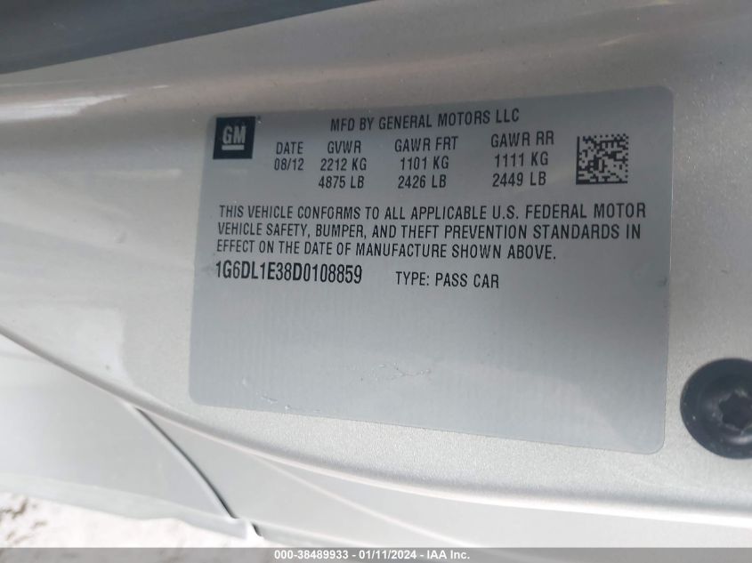 2013 CADILLAC CTS PERFORMANCE COLLECTION - 1G6DL1E38D0108859