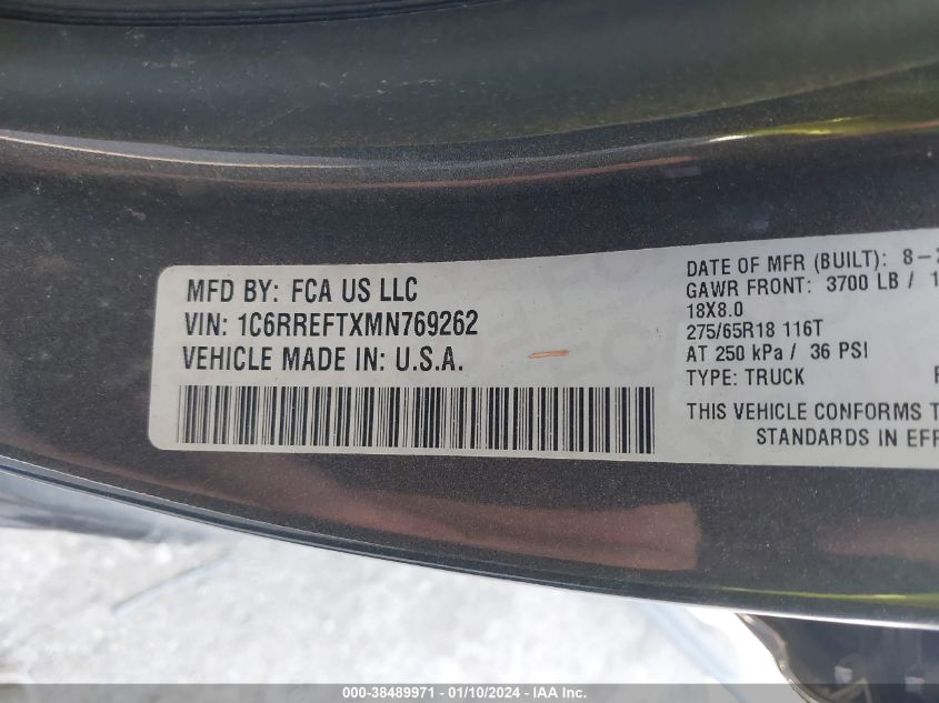 2021 RAM 1500 BIG HORN/LONE STAR - 1C6RREFT6MN769226