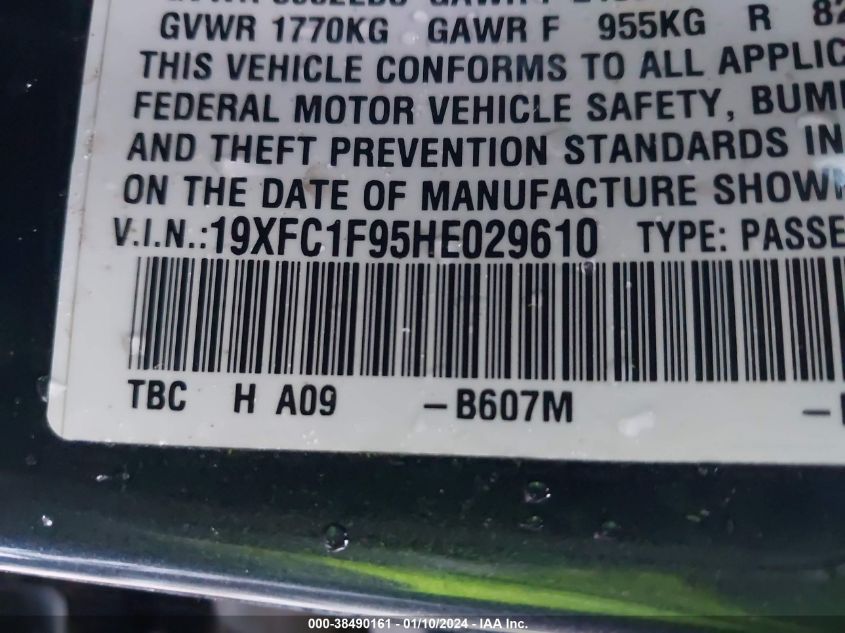 2017 HONDA CIVIC TOURING - 19XFC1F95HE029610