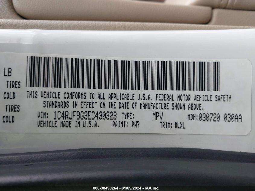 2014 JEEP GRAND CHEROKEE LIMITED - 1C4RJFBG3EC430323