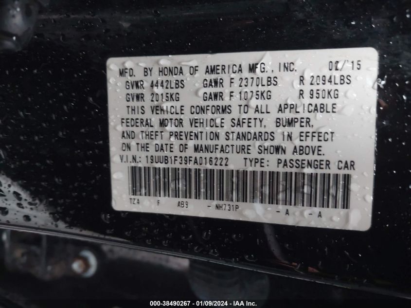 2015 ACURA TLX - 19UUB1F39FA016222