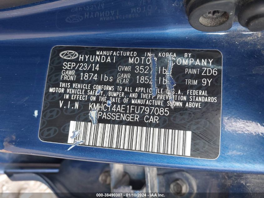 2015 HYUNDAI ACCENT GLS - KMHCT4AE1FU797085