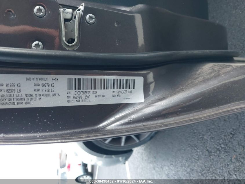 2015 DODGE DART SXT - 1C3CDFBB8FD311135