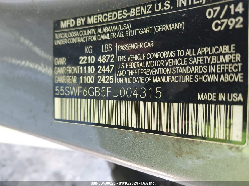 2015 MERCEDES-BENZ C 400 4MATIC - 55SWF6GB5FU004315