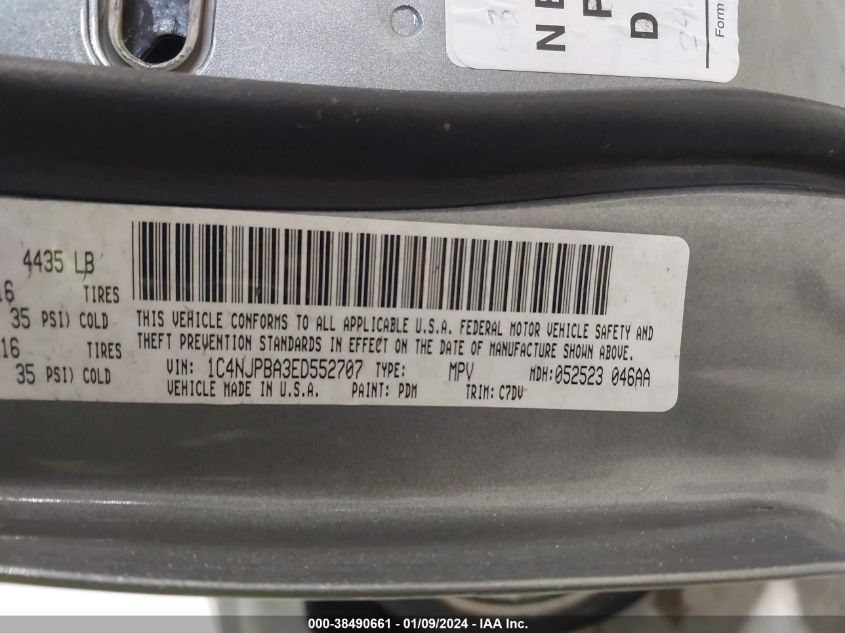 2014 JEEP PATRIOT SPORT - 1C4NJPBA3ED552707