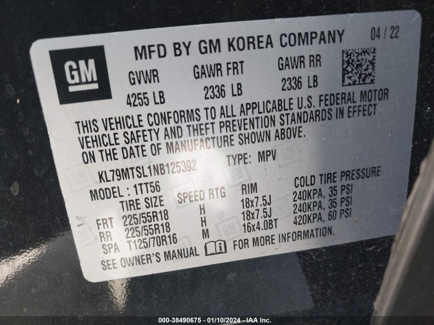 2022 CHEVROLET TRAILBLAZER RS - KL79MTSL1NB125392