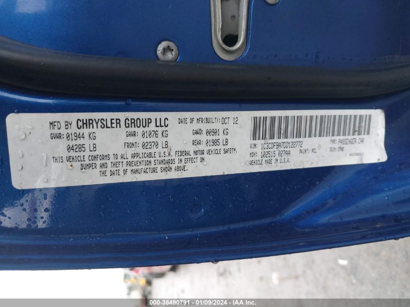 2013 DODGE DART SXT - 1C3CDFBA7DD122772