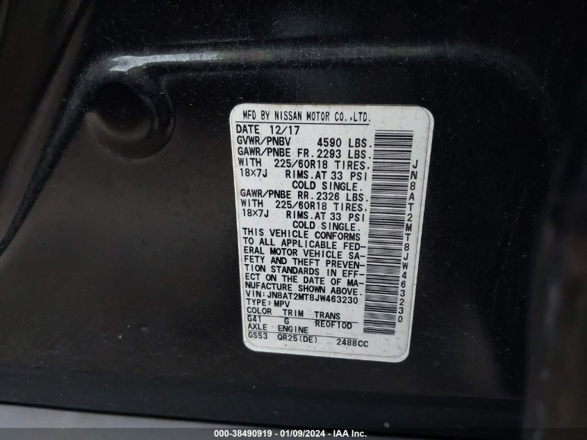 2018 NISSAN ROGUE SL - JN8AT2MT8JW463230