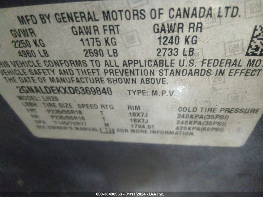 2013 CHEVROLET EQUINOX 1LT - 2GNALDEKXD6369840