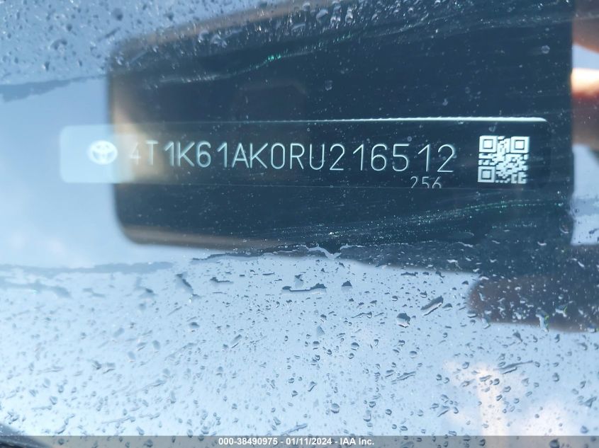 2024 TOYOTA CAMRY XSE - 4T1K61AK0RU216512