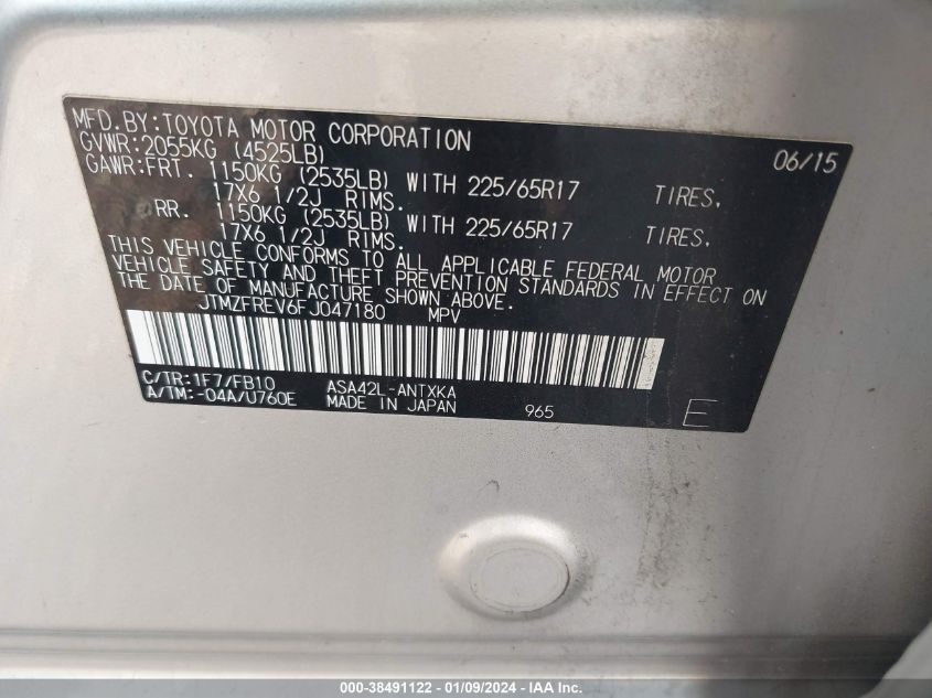 2015 TOYOTA RAV4 LE - JTMZFREV6FJ047180