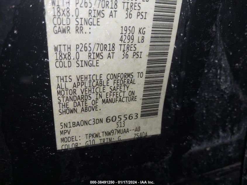 2013 NISSAN ARMADA SV - 5N1BA0NC3DN605563
