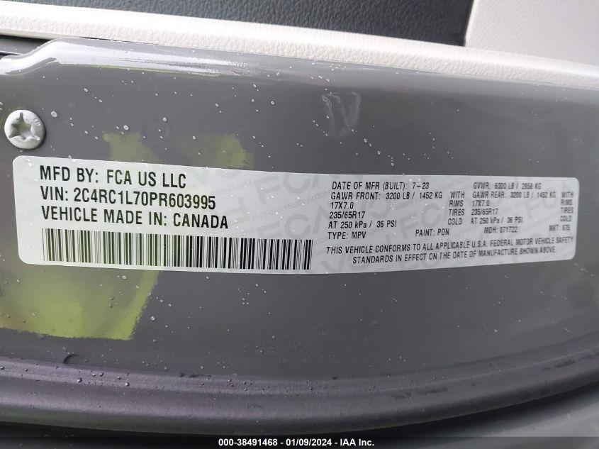 2023 CHRYSLER PACIFICA HYBRID TOURING L - 2C4RC1L70PR603995