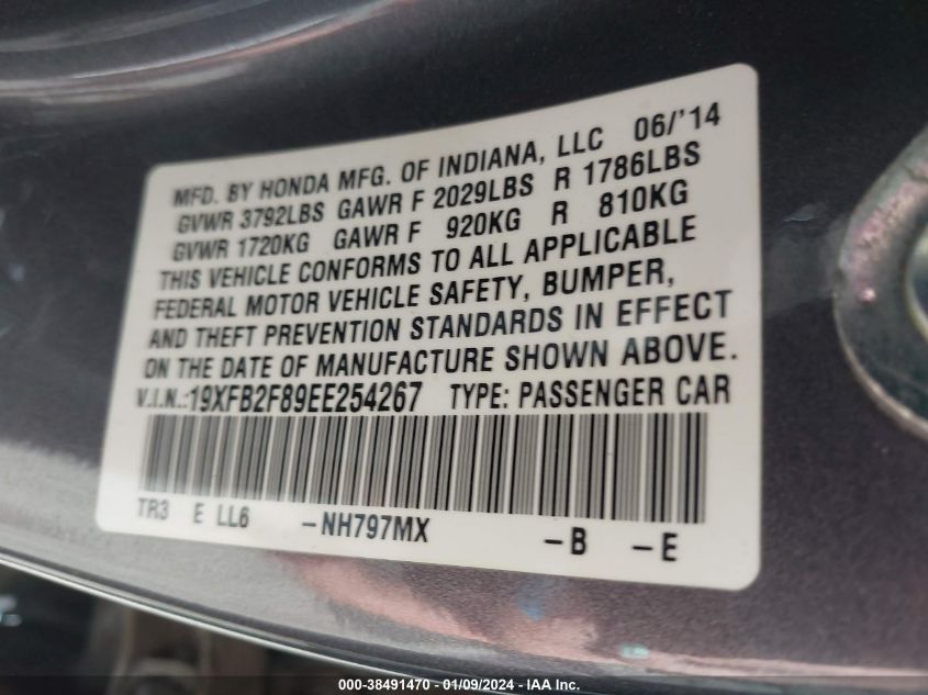 2014 HONDA CIVIC EX - 19XFB2F89EE254267